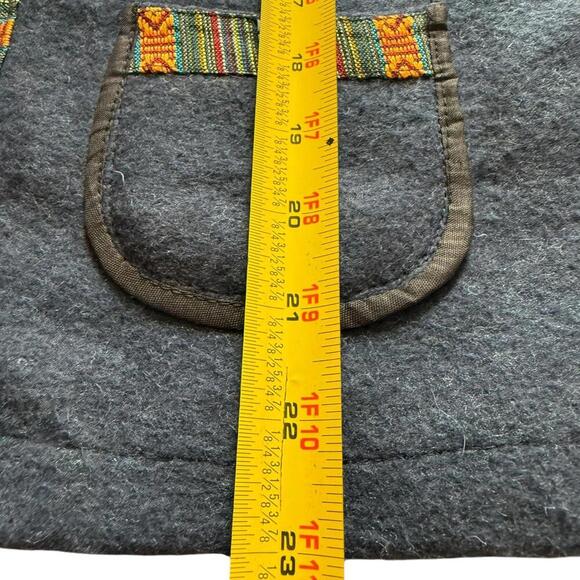 Tribes India Navy Wool Vest with Multicolor Tribal Trim 	•	Size: Fits like Small - Picture 4 of 4